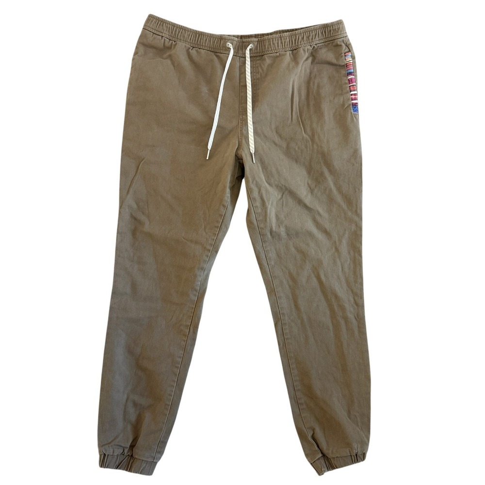 Wowie Pants Mens XL Brown Tapered Chino Jogger 36 x 28 Boho Tapestry Trims
